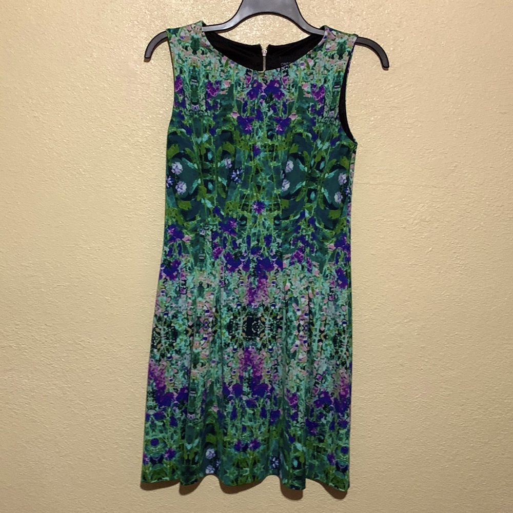 Cynthia Rowley Dress Sleeveless Floral Green Purple size 6 Zipper